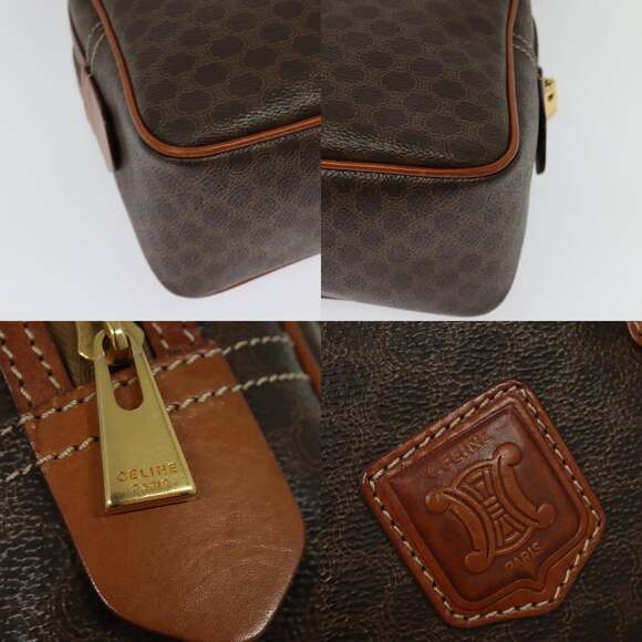 CELINE Macadam Canvas Hand Bag Pvc Leather Brown Gold - Picture 11 of 13